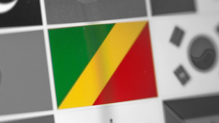 Republic Of Congo national flag of country. Republic Of Congo flag on the display, a digital moire effect.