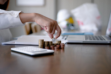 coins stacking, coins and money for finance and banking, saving money or interest increasing concept