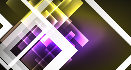 Fototapeta premium Shiny neon design square shape abstract background. Retro vector abstract design banner template
