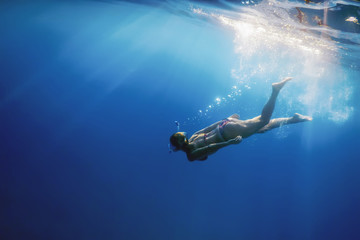 Women Snorkeling in the Tropical Sea, Underwater Women