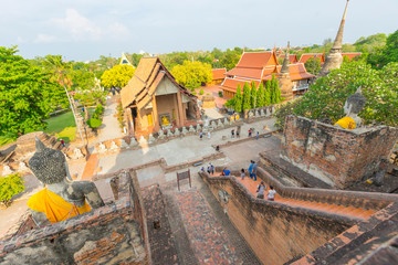Ruin Pagoda of Wat Yai Chaimongkol in Ayutthaya ,Thailand.