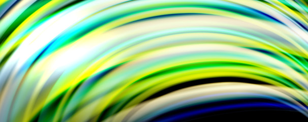 Fluid color rainbow style wave abstract background, techno modern design on black