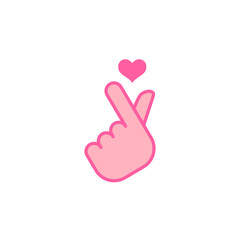 Korean love sign, hand gesture of romance. Finger heart symbol.