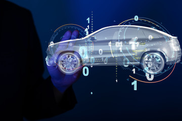 digital car technology smart in virtuel room