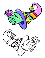 Magical hat full of luck, with bonus black outline version