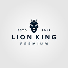 lion king crown vintage retro logo template vector icon