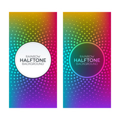 Rainbow gradient banners with halftone textures