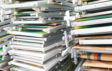 heap of deckchairs after the summer season