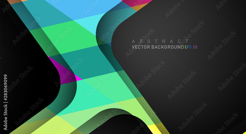 Wall mural geometric vector background overlap layer on black space for text and background design