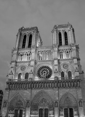 Facade of Basilica of Notre Dame de Paris in France