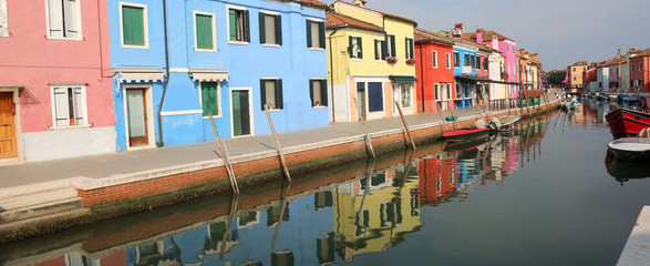 Fototapeta na wymiar Burano Town is on a small Island near Venice in Italy