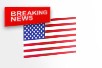 Breaking news, United States of America country's flag and the inscription news