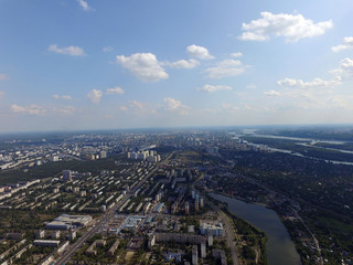 Residential area of Kiev at summer time (drone image).
