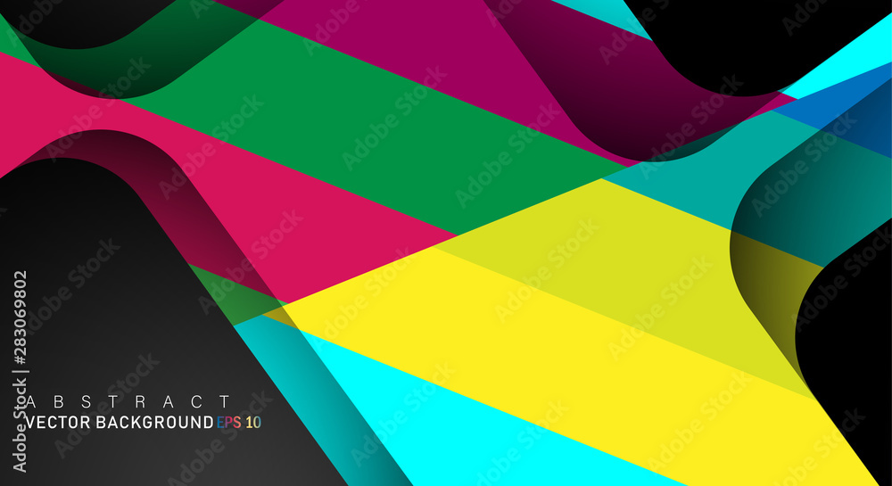 Wall mural geometric vector background overlap layer on black space for text and background design