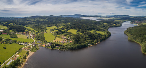The Lipno Reservoir  is a dam and hydroelectric plant constructed along the Vltava River in the Czech Republic. This area is mountainous, and borders the Sumava National Park and Nature Reserve