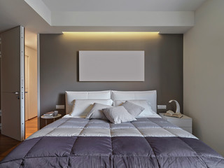 interior shot of a contemporary bedroom with safety door