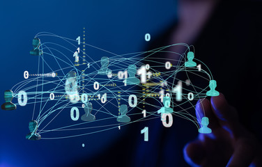 Lines connected with dots as social communication concept