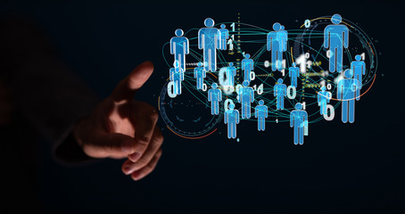 Lines connected with dots as social communication concept