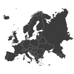 Europe with countries Map grey © FourLeafLover