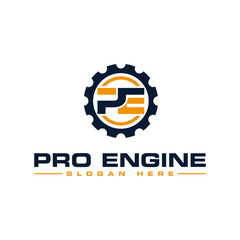 Initial se engineering logo design template vector