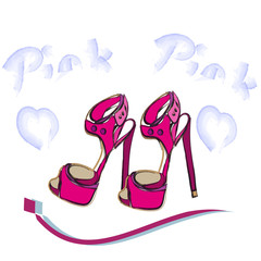 High heel pink shoes