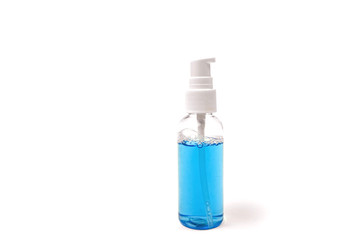 tooth rinse in bottle on white isolated background