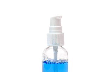 tooth rinse in bottle on white isolated background