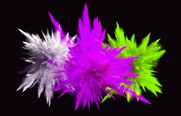 Obraz premium Explosion of a powder. Freeze motion of color powder exploding, 3D illustration. 