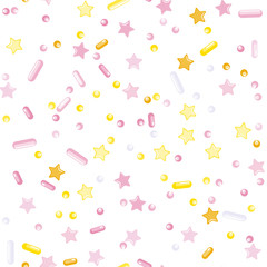 Sprinkle Cupcake Donut Topping. Seamless Pattern 
