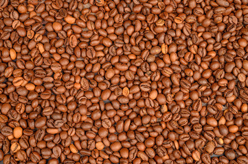 Roasted coffee beans close-up. Background image, texture