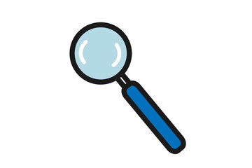 Modern search or find icon vector on white background, magnifying glass icon vector