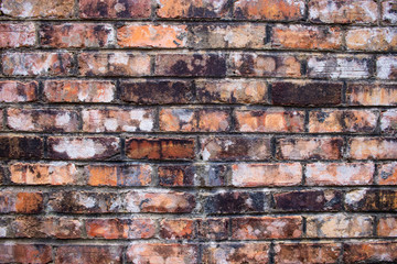 Orange worn grunge brick wall surface background weathered dirty distressed texture