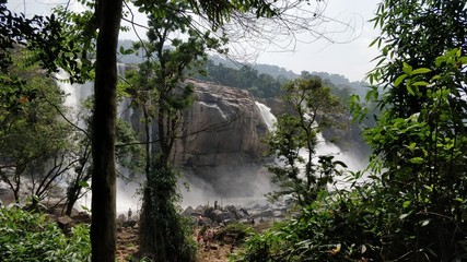 Naklejka premium waterfall in forest, athirapally waterfalls also known as bahubali waterfalls