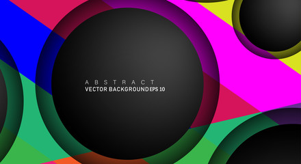 Geometric vector backgrounds that overlap layers on black space circle for text and background designs
