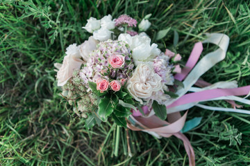 purple and pink organic wedding bouquet 