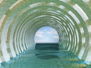 Fototapety  Renderowanie 3d marmurowego tunelu wodnego