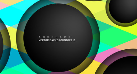 Obraz premium Geometric vector backgrounds that overlap layers on black space circle for text and background designs