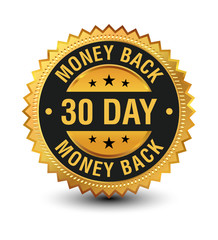 30 Day money back guaranteed banner, label, sign, badge isolated on white background.