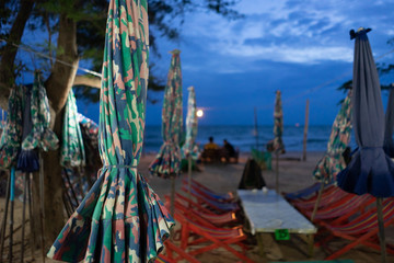 night time Holiday hangout  seaside seat in pattaya. thailand