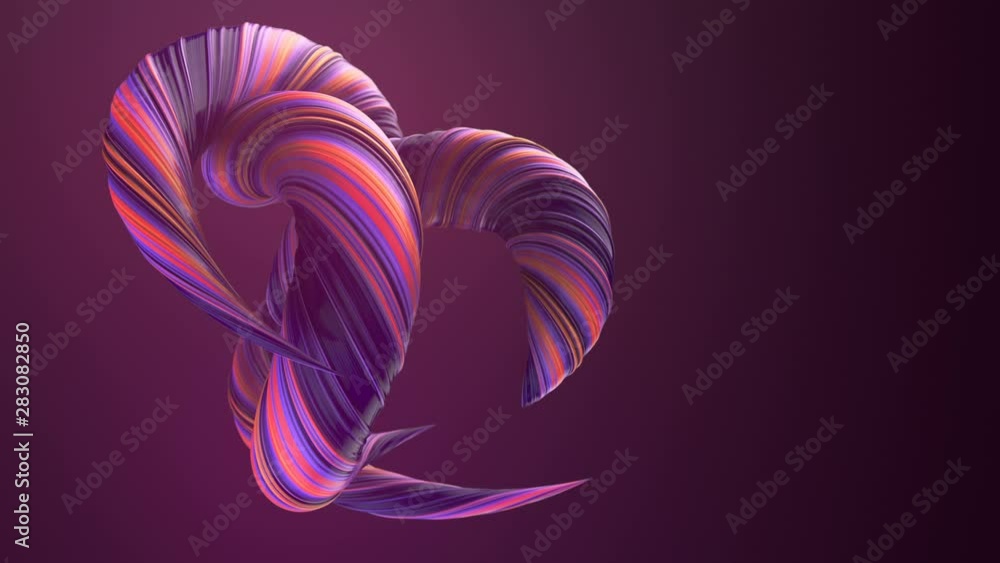 Poster pink colored twisted shapes motion graphics background. computer generated abstract geometric 3d ren