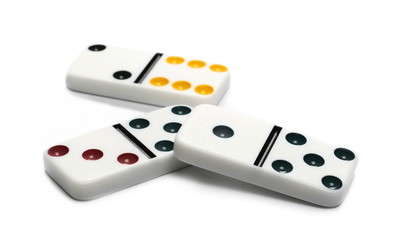 Dominoes, pieces isolated on white background