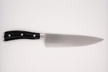 Isolated 8-inch chef kitchen sharpen knife on white background