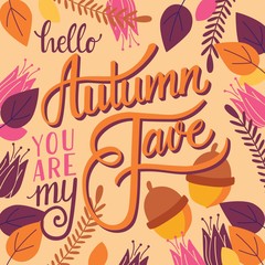 Autumn you are my fave, hand lettering typography modern poster design