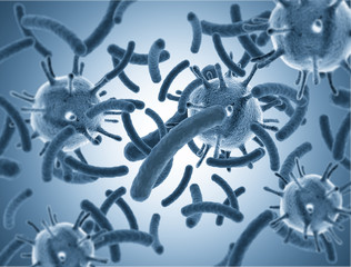 Virus and bacteria cells background