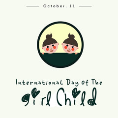 International Day of the Girl Child with twice of Girl Child cartoon icon design