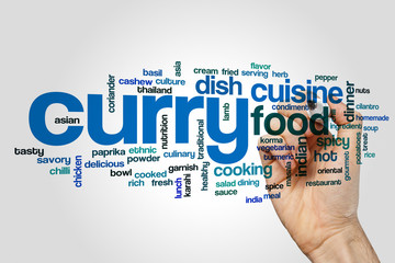 Curry word cloud concept on grey background