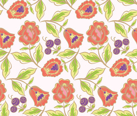 Seamless pattern with floral ethnic polkhov-Maydan painting decoration for your design