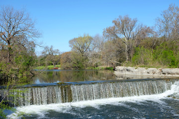 Brushy Creek at Chisholm Trail Park in Round Rock, Texas. The park commemorates the spirit of the...