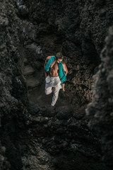 Obraz premium Young boy in hot springs, Lanzarote