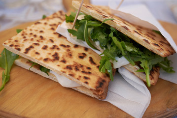 Piadina romagnola with rocket and cheese